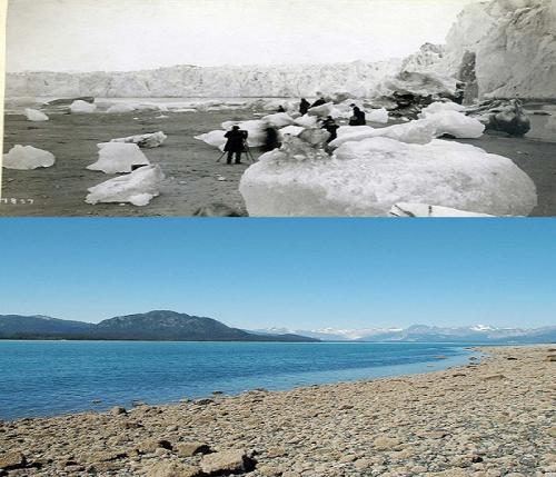 La retraite du Glacier Muir en Alaska (1880 vs 2005)