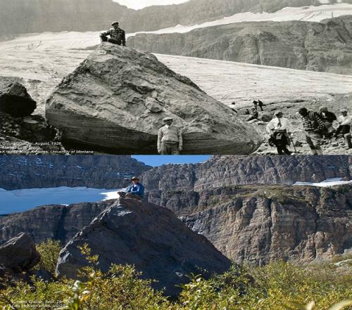 Le Glacier Grinnell dans le Montana (1926 vs 2008)